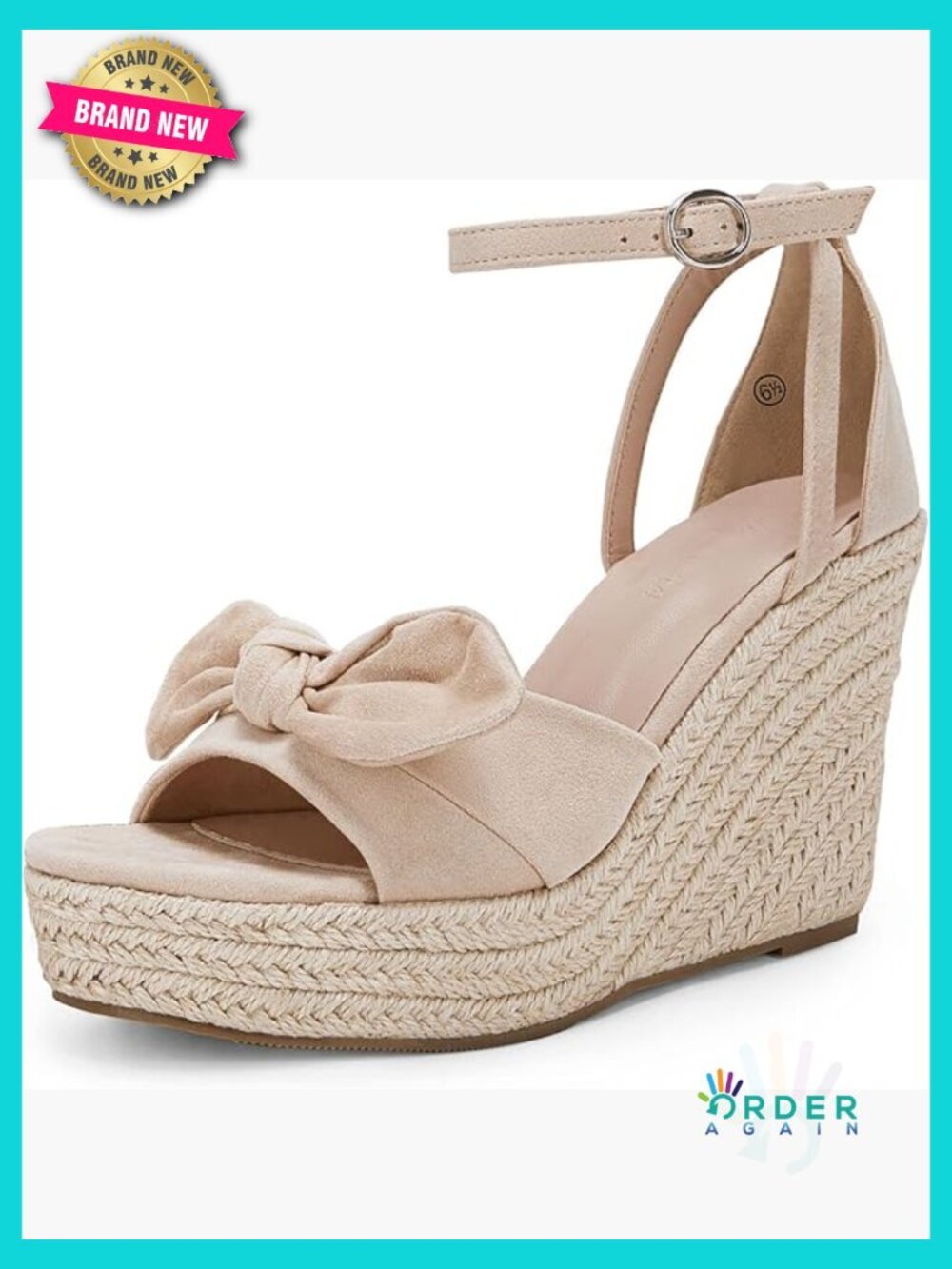 Wedge Platform Sandals Cute Bowknot Open Toe Espadrille High Heels Ankle Strap